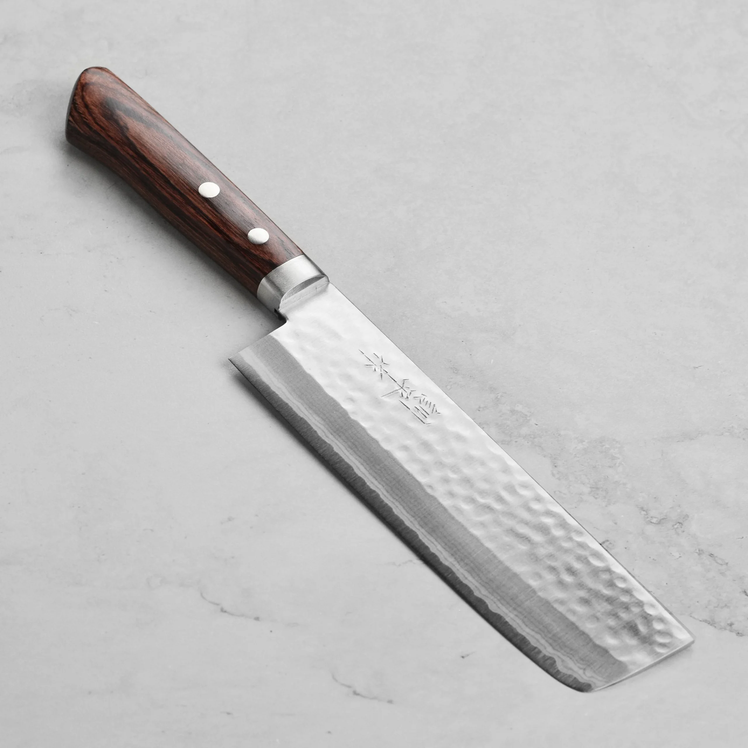 Masutani VG10 Hammered Damascus 6.7" Nakiri, Brown Handle