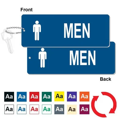 Mens Restroom Jumbo Rectangle Double Sided Engraved Key Tag