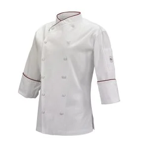 Mercer Renaissance Cutlery Women's Chef Coat (Scoop Neck) | White w/ Red Piping, 3XL