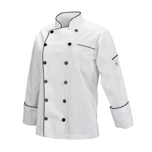 Mercer Renaissance Cutlery Women's Chef Coat (Trad. Neck) | White w/ Black Piping, 3XL
