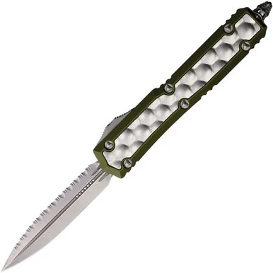 Microtech Makora D/E - OD Green/White Aluminum (3.4" Premium Steel) MCT20612ODBI