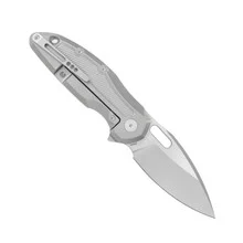 Molsect Mantle Folding Knife Beadblast Titanium Handle S35VN Drop Point Plain Edge Beadblast/Belt Satin Finish M1183T
