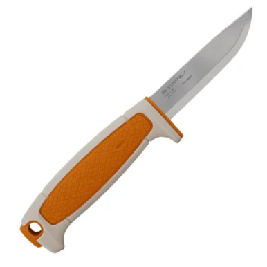 Mora Kniv Risberg (C) Fixed Blade Knife 3.5" C100 Carbon Steel Scandi Grind Orange/White 14704