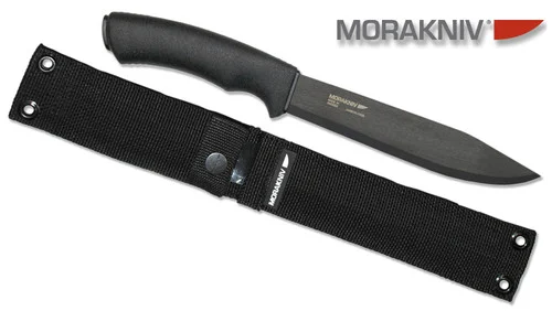 Morakniv 12355 Bushcraft Pathfinder - 6.7" Black Finish UHB-20C High Carbon Steel Blade - TPE Handle - MOLLE Compatible Nylon Sheath