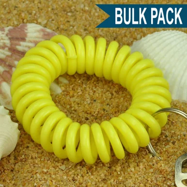 Neon Yellow Wrist Coil Spiral Keyring - 12 Pc. Bulk Pack