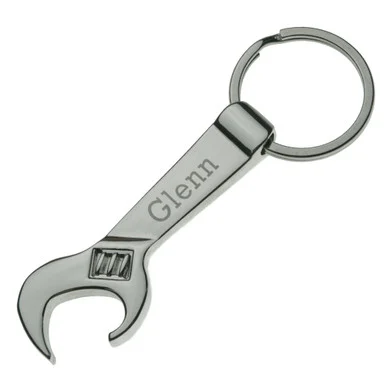 Nickel Plated Wrench Premium Key Chain - PERSONALIZED