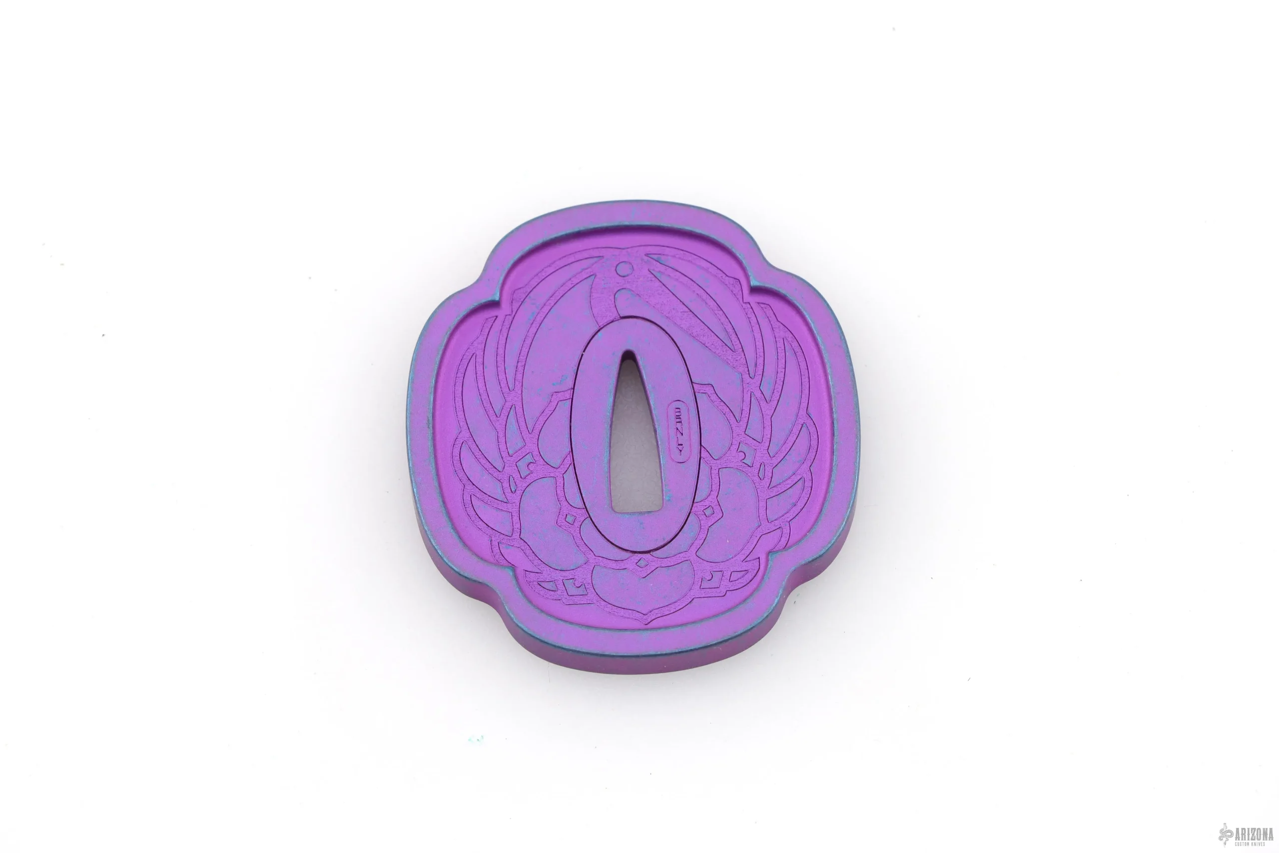 Nifty Crew Tsuba Coin - Two-Tone Anodized Ti - Crane/Shippo