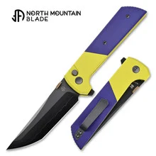North Mountain Blade Folding Knife Purple/Green Aluminum/Carbon Fiber Handle SLD-Magic Tanto Plain Edge DLC Finish 2407-PGR-DLC