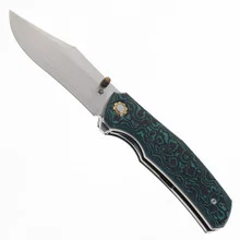 North Mountain Blades Jellyfish 4th Generation Folding Knife Teal Carbon Fiber Handle M390 Plain Edge Hand Polish Finish NMB-JLLY-POLISH-TEAL-CF