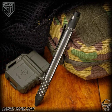Nottingham Tactical Pen: G2 Full Size - Titanium Two Tone OD Green - Straight Fluted - Single Lock