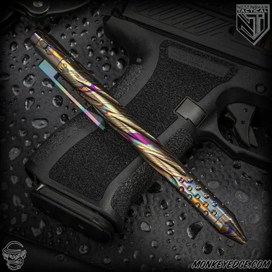 Nottingham Tactical Pen: G2 Full Size - ZircuTi w/Zirc Clip - Spiral Fluted w/Dots - Single Lock