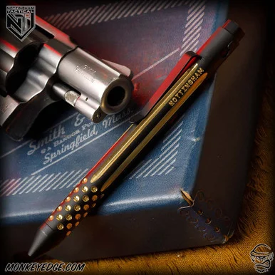 Nottingham Tactical Pen: Standard - Brass Two Tone - Straight Fluted w/Dots - Single Lock