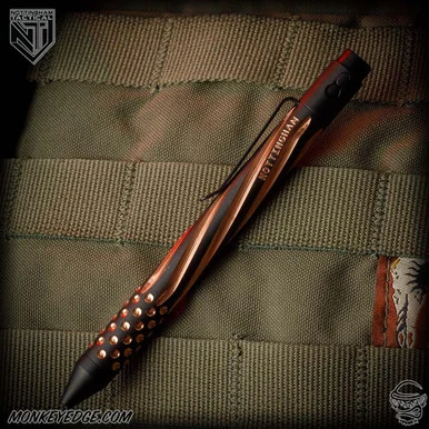 Nottingham Tactical Pen: Standard - Copper Two Tone - Spiral Fluted w/Dots - Single Lock