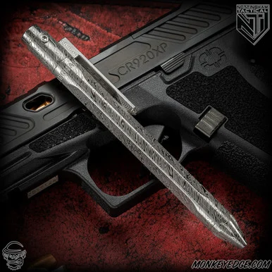 Nottingham Tactical Pen: Standard - Damasteel w/Milled Clip + Stalker Tip - Trifecta - Single Lock (NHT0441)