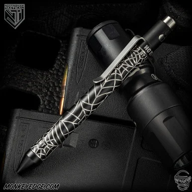 Nottingham Tactical Pen: Standard - Titanium Two Tone Black - Spiderweb - Single Lock