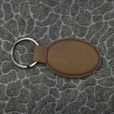 Oval Leatherette Key Fob Dark Brown
