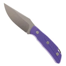 Petrified Fish Barracuda Fixed Blade Knife Violet G10 Handle N690 Drop Point Plain Edge Gray Stonewash Finish PFP16PGAW
