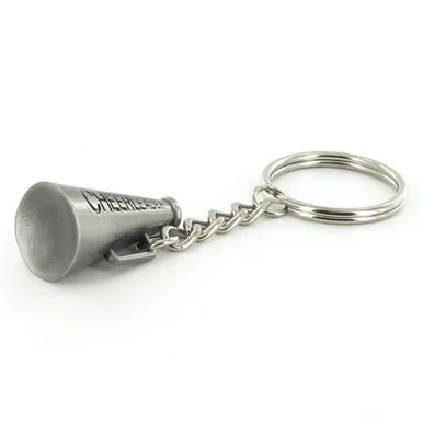 Pewter Cheerleader Megaphone Keyring with Chain