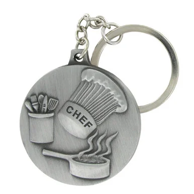 Pewter Culinary Chef Keyring with Chain