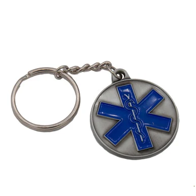 Pewter EMT Round Filled Keychain