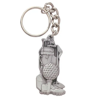 Pewter Golf Bag Keyring with Chain