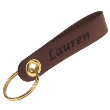 Plain Leather Looped Strap - Chesnut- PERSONALIZED