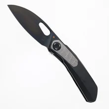Poikilo VK Crab S3 Folding Knife Black Titanium Handle M398 Drop Point Plain Edge Black DLC Finish VK-CRAB S3