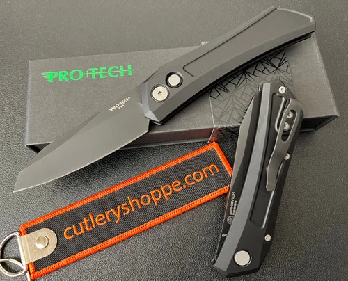 Pro-Tech DS103 Oligarch Sinkevich Design AUTOMATIC - 3.25" DLC Finish CPM-MagnaCut Modified Wharncliffe Blade - Black Anodized Aluminum Handle w/Mini Deep Carry Clip
