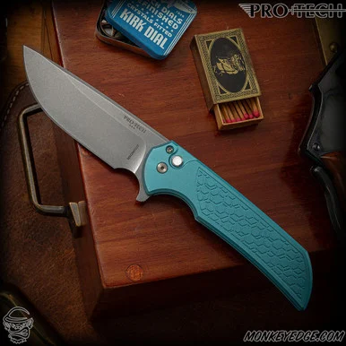 Pro-Tech Knives: Mordax - Stonewashed/Tiffany Blue Gridlock - Blade 2025