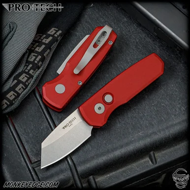 Pro-Tech Knives: Runt 5 - Stonewashed/Red
