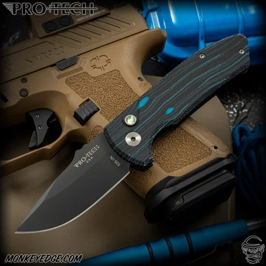 Pro-Tech Knives: SBR (Les George Design) One Off - Black/Unique Micarta (PTK0259)