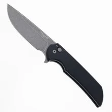 Pro-Tech Mordax Button Lock Folding Knife Solid Black Aluminum Handle Acid Wash 20CV Blade MX101-AW 20CV