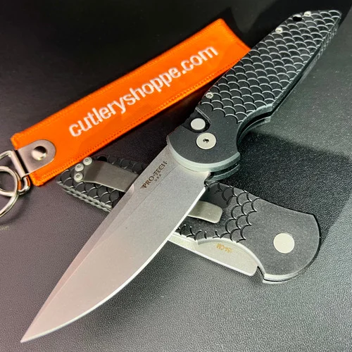 Pro-Tech TR-3 X1SW Tactical Response 3 AUTOMATIC - 3.5" Stonewash Finish 154CM Blade - Black Anodized Aluminum Handle