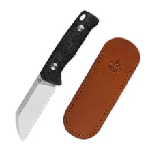 QSP Baby Penguin Fixed Blade Knife Blue Glow in the Dark Shredded CF Handle 14C28N Sheepsfoot Plain Edge QS130BP-F2