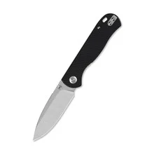 QSP Ferret Folding Knife Black G10 Handle Nitro-V Clip Point Plain Edge Satin Finish QS170-A1