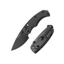 Real Steel Esca Folding Knife Full Black Handle 12C27 Plain Black Blade 7181BB