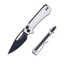 Real Steel Vis Folding Knife White G10 Handle 12C27 Plain Black Blade 8051WB