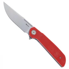 Reate Remedy Folding Knife Red Glass FatCarbon Handle Elmax Drop Point Plain Edge Belt DLC Blade
