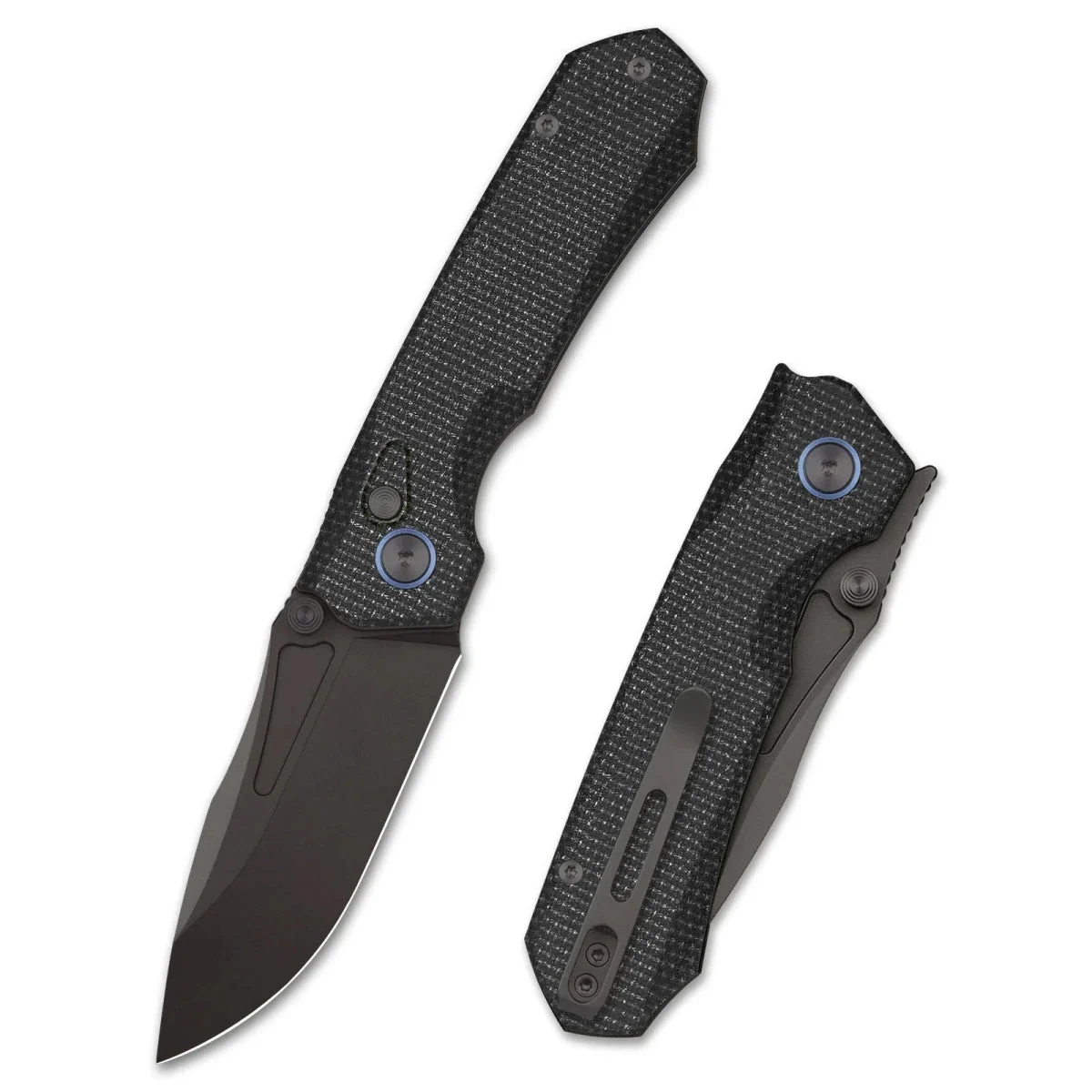 Remette Rhino RNDG1 – 3.5" D2 Stonewashed Blade, Black G10 Handle, Button Lock Front Flipper Knife