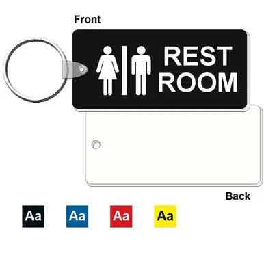Restroom Medium Rectangle Engraved Key Tag