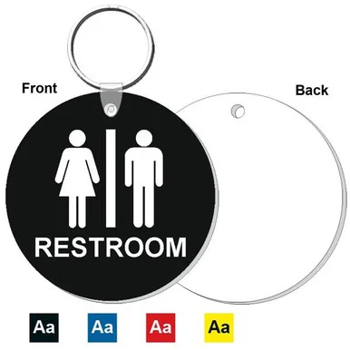 Restroom Round Engraved Key Tag