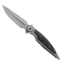 Rike Viper 2 A Folding Knife Titanium Handle w/ Orange Carbon Fiber M398 Blade