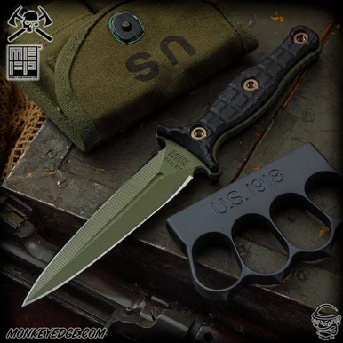 RMJ Tactical Fixed Blade: Raider Dagger - Sniper Green Monkey Edge FRAG Pattern