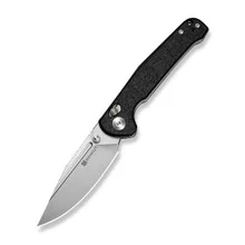Senut Glenspar Folding Knife Black Shredded G10 Handle 9Cr18MoV Plain Edge Stonewash Finish S25046-2