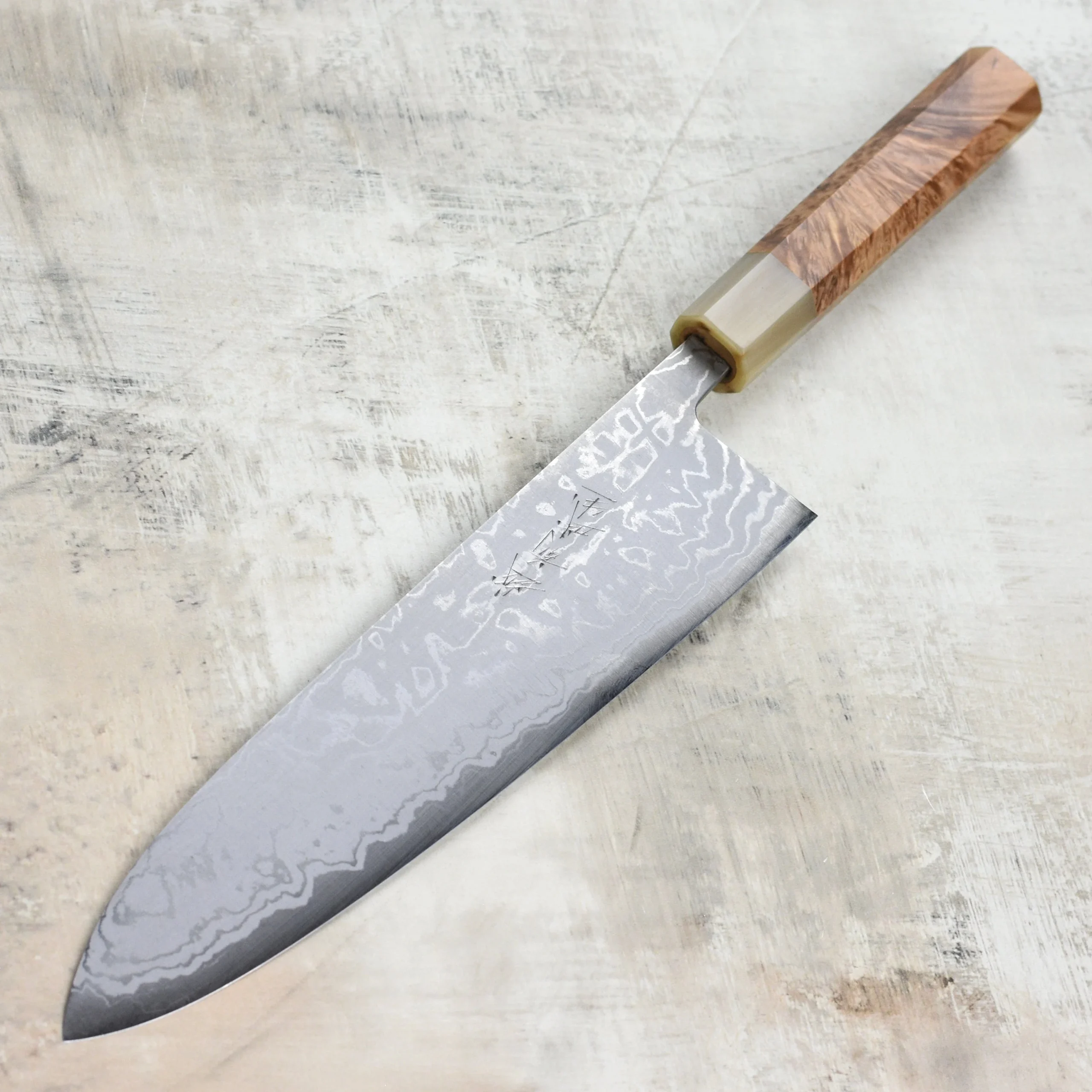 Shiro Kamo Shirogami #2 Damascus 9.4" Gyuto