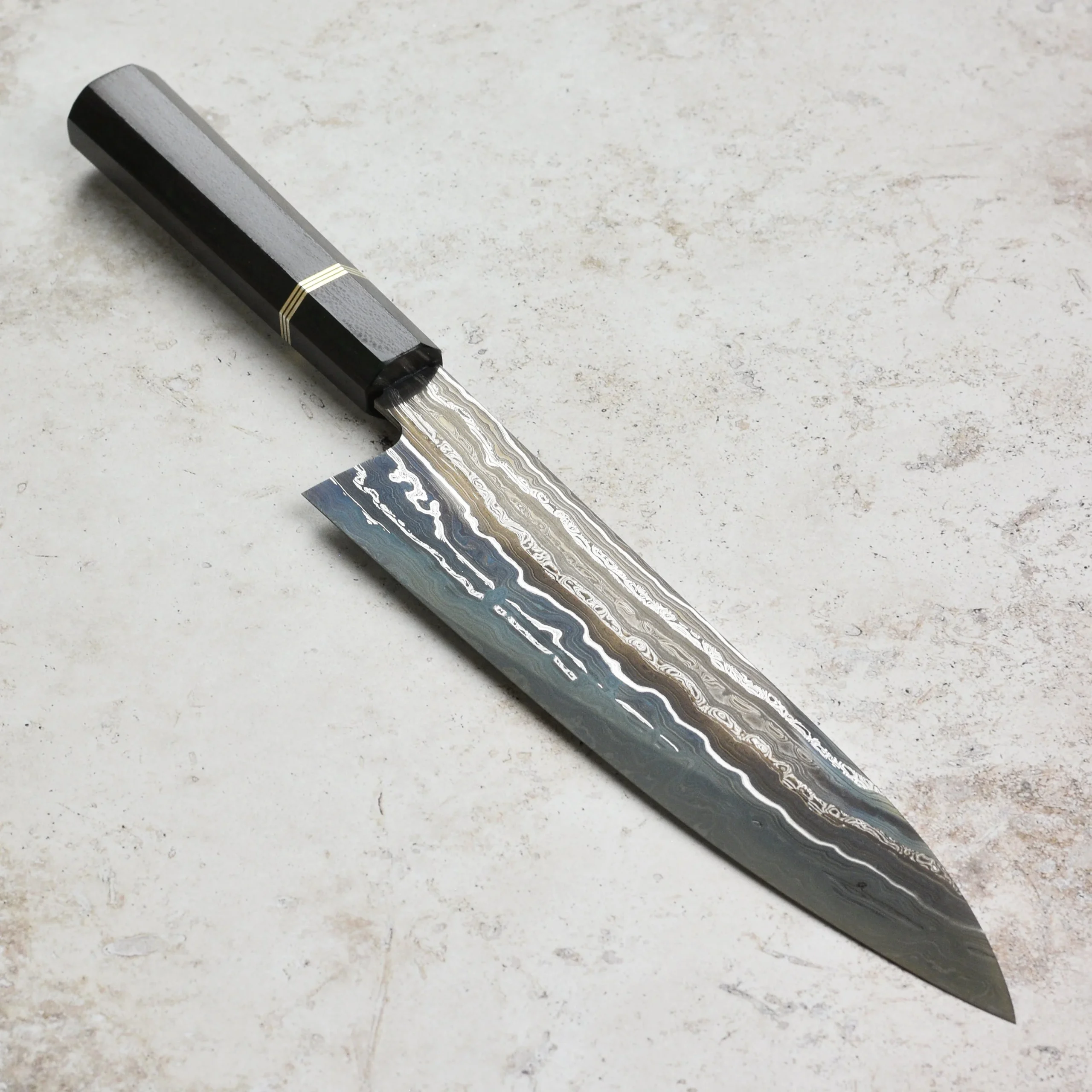 Shoichi Hashimoto Tatsuse Aogami #2 + Shirogami #2 Coreless Damascus 9.4" Gyuto
