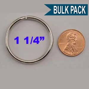 Split Key Ring 1-1/4 Inch Diameter Nickel Plated (China)-Bulk Pack of 100