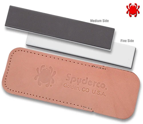 Spyderco 303MF Ceramic Double Stuff - FINE/MEDIUM w/Leather Storage Pouch - Stone Size 1" x 5" x 1/4"