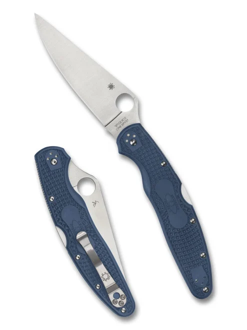 Spyderco C07PCBL4 Police 4 Lightweight - 4.38" FFG CPM-SPY27 Plain Edge Blade - Cobalt Blue FRN Handle