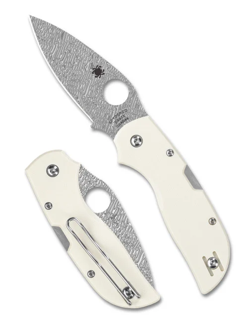 Spyderco C152GPIVD Chaparral - 2.8" Damasteel Blade - Ivory G-10 Handle - Back Lock